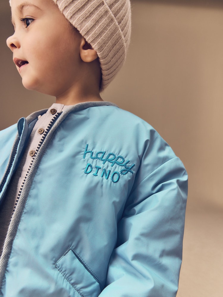 Light Blue Shower Resistant Embroidered Jacket (3mths-7yrs) - Image 9 of 16