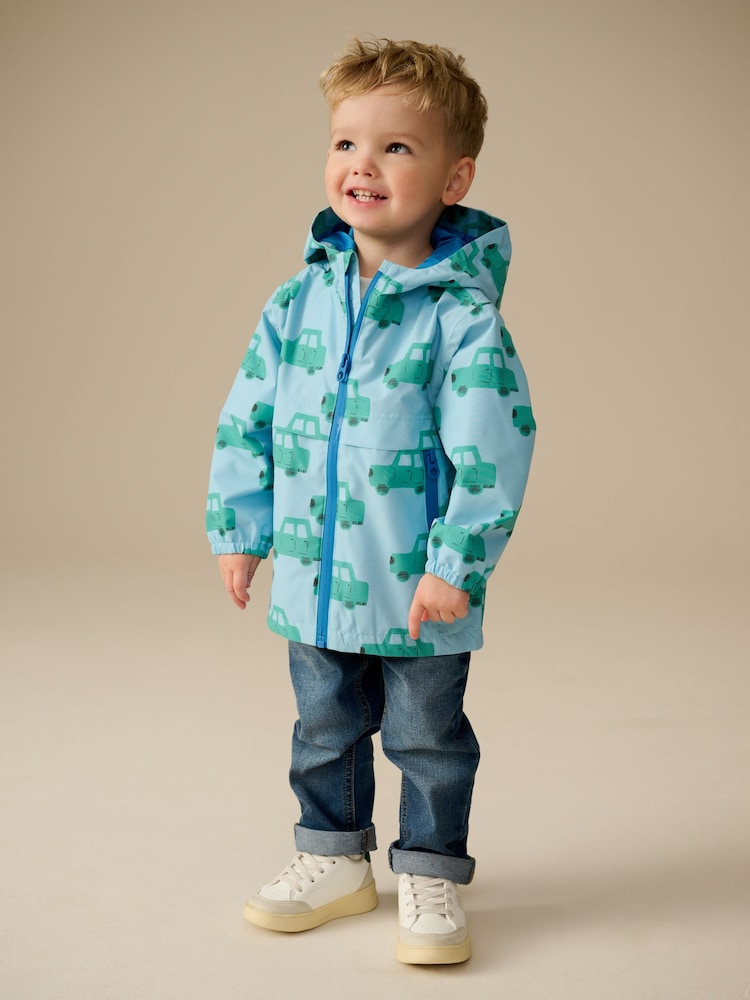 Blue Car Print Waterproof Lightweight Anorak Coat (3mths-7yrs) - Image 2 of 11