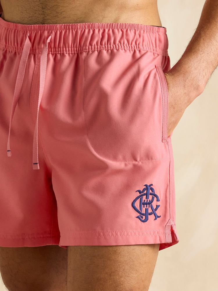 Joules Overton Rose Pink Rugby Style Swim Shorts - Image 4 of 6