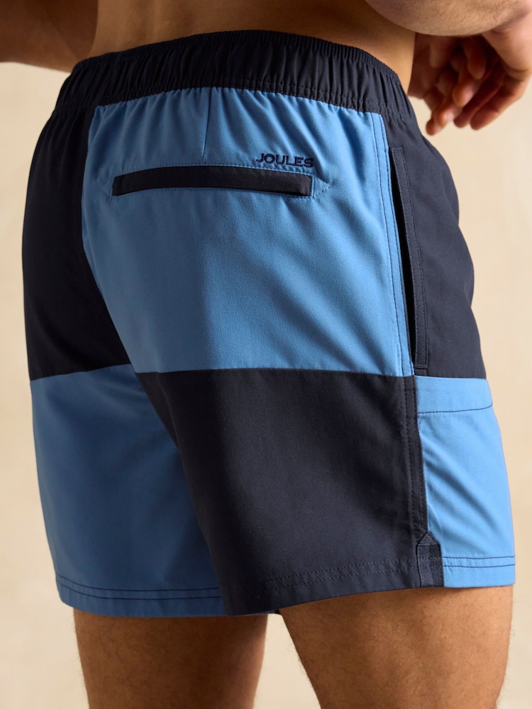 Joules Overton Blue & Navy Rugby Style Swim Shorts - Image 5 of 6