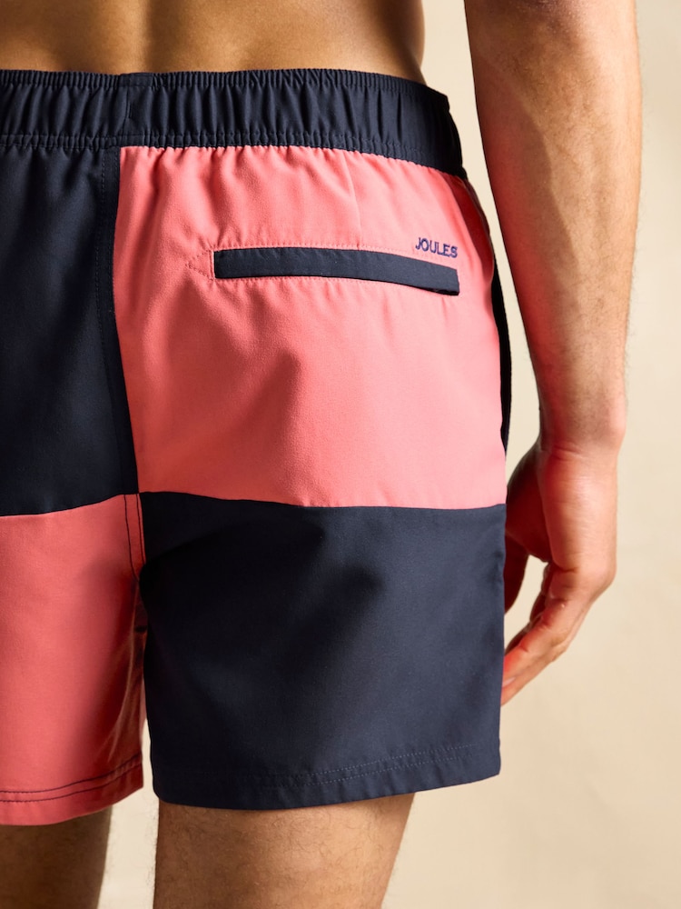 Joules Overton Pink & Navy Rugby Style Swim Shorts - Image 4 of 6