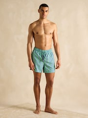 Joules Overton Light Green Printed Rugby Style Swim Shorts - Image 4 of 7