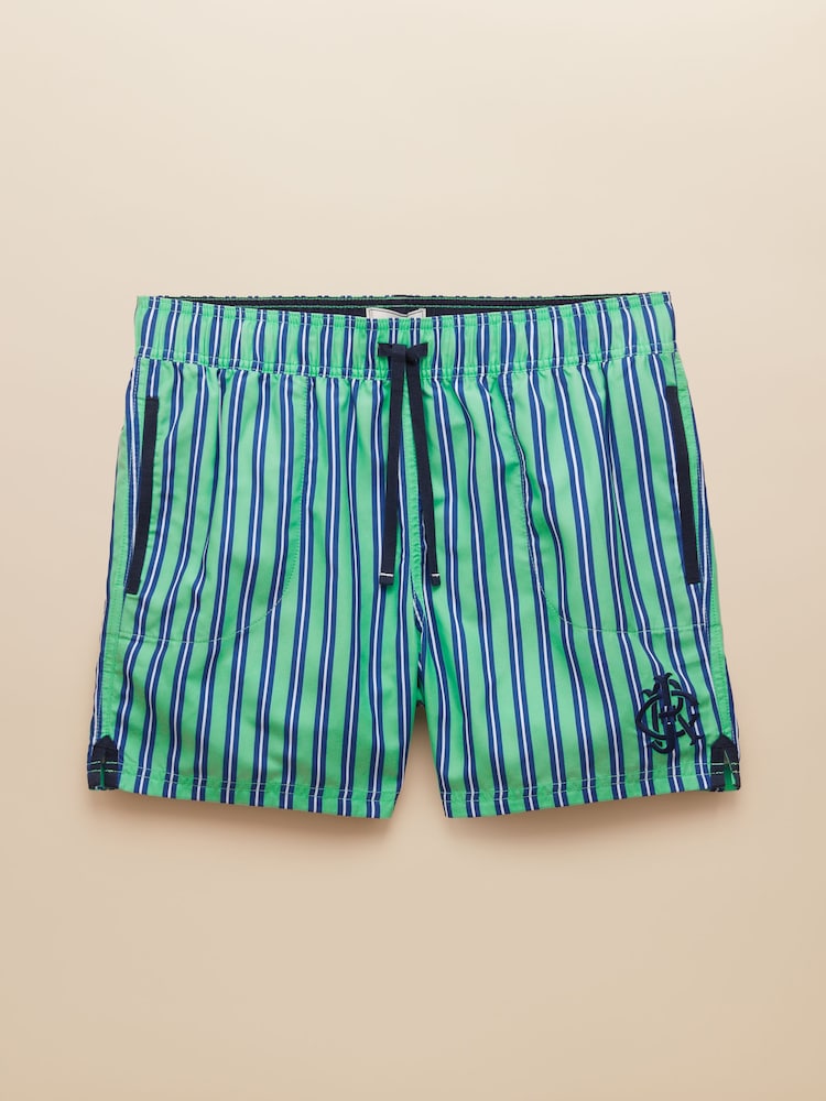 Joules Overton Light Green Printed Rugby Style Swim Shorts - Image 7 of 7