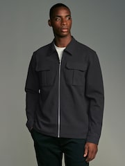 Charcoal Grey Zip-Up Shacket - Image 1 of 7