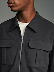 Charcoal Grey Zip-Up Shacket - Image 4 of 7
