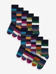 Striped 10 Pack Cushioned Sole Comfort Socks - Image 1 of 8
