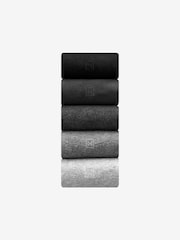 Grey Marl 5 Pack Embroidered Lasting Fresh Socks - Image 1 of 6