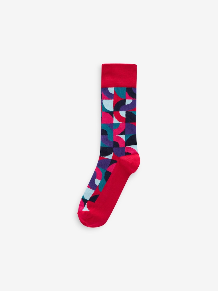 Leuchtendes Rot/Grün mit geometrischem Muster - Gemusterte Socken, 5er-Pack - Bild 2 von 8 Leuchtendes Rot/Grün mit geometrischem Muster - Gemusterte Socken, 5er-Pack - Bild 2 von 8