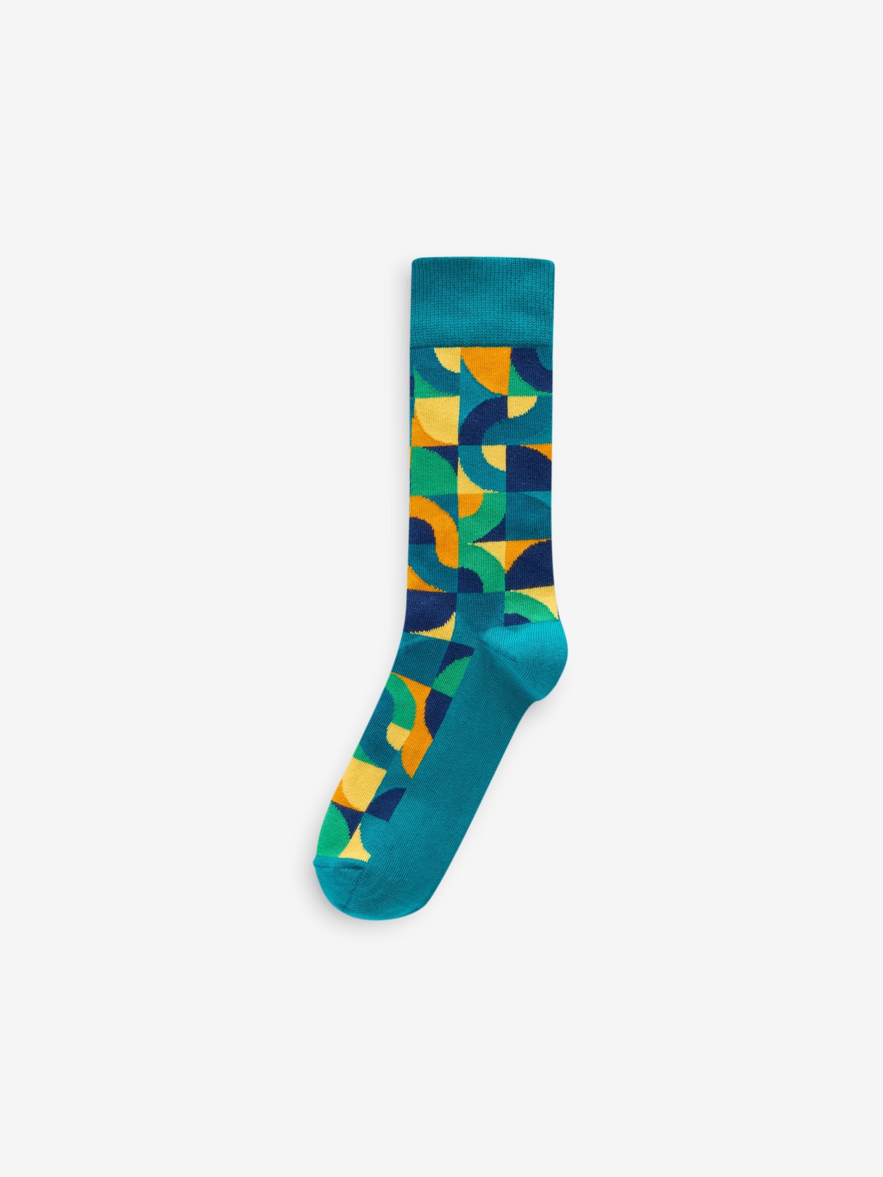 Bright Red/Green Geo Pattern Socks 5 Pack