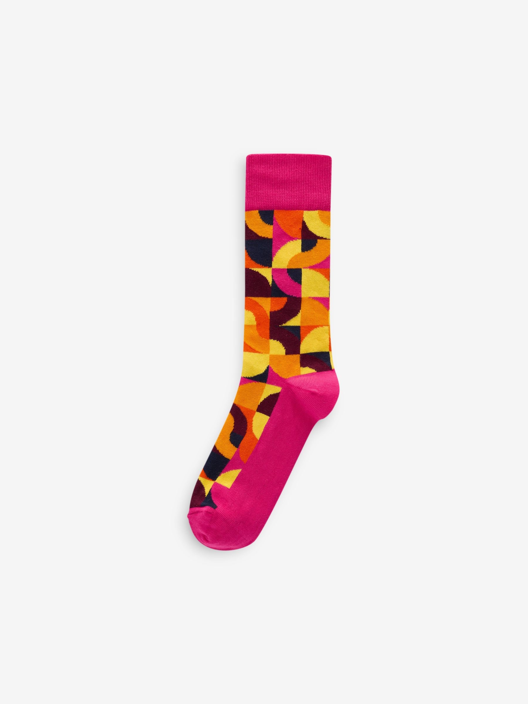 Bright Red/Green Geo Pattern Socks 5 Pack