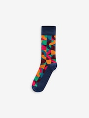 Rouge vif/Vert Geo - Lot de 5 paires de chaussettes à motifs - Image 6 de 8