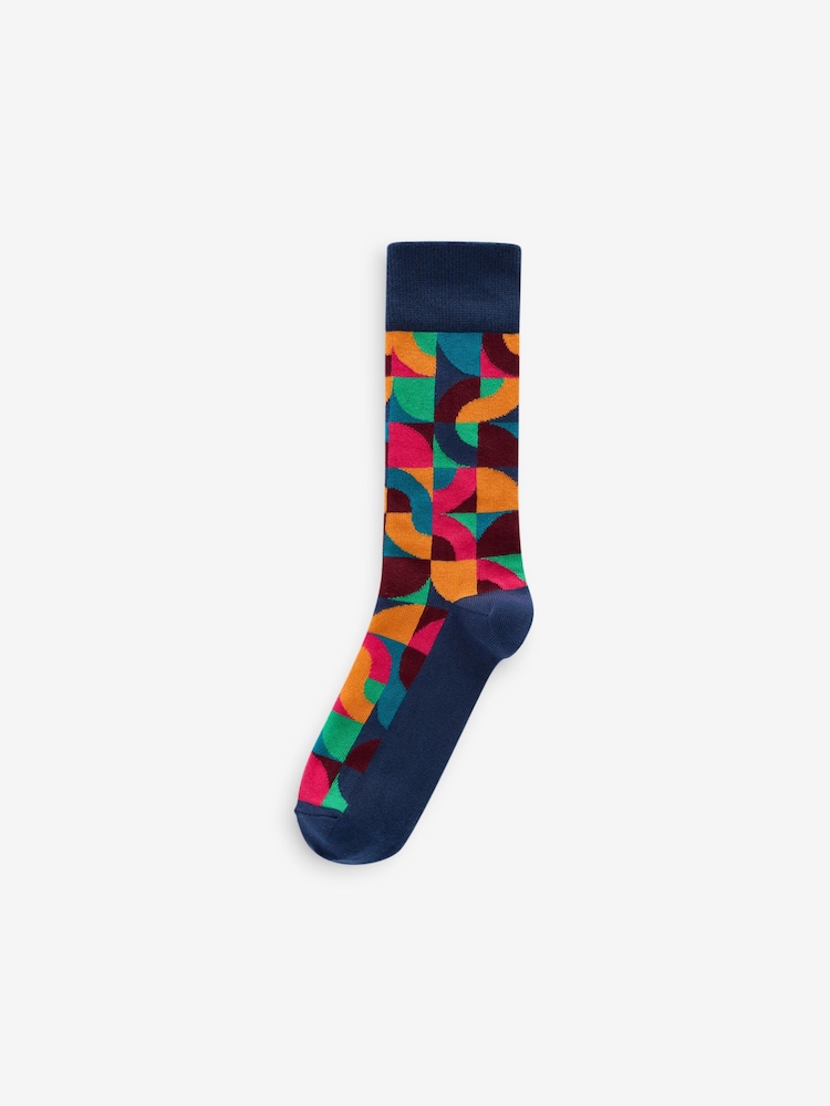 Rouge vif/Vert Geo - Lot de 5 paires de chaussettes à motifs - Image 6 of 8