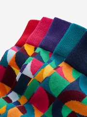 Rouge vif/Vert Geo - Lot de 5 paires de chaussettes à motifs - Image 8 de 8