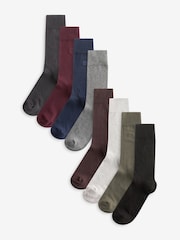 Core Grey/Green/Red 8 Pack Embroidered Lasting Fresh Socks - Image 1 of 10