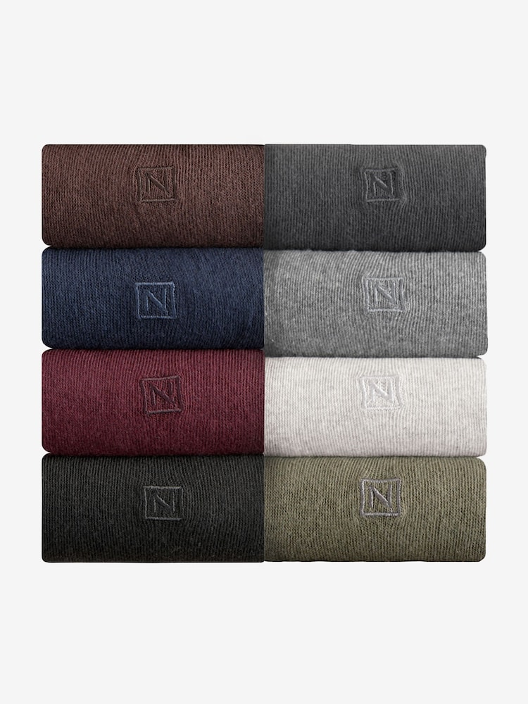 Core Grey/Green/Red 8 Pack Embroidered Lasting Fresh Socks - Image 2 of 10