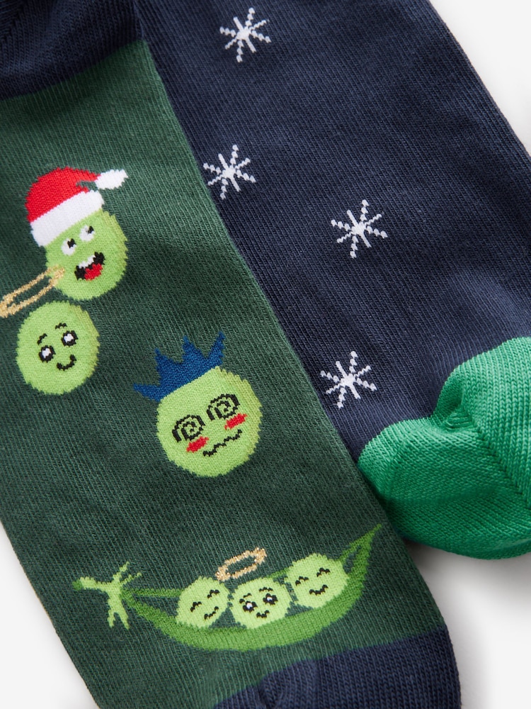 Blue/Green Christmas Pattern Socks 2 Pack - Image 5 of 5