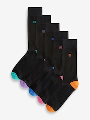 Black Bright Heel 5 Pack Cushioned Sole Comfort Socks - Image 1 of 9