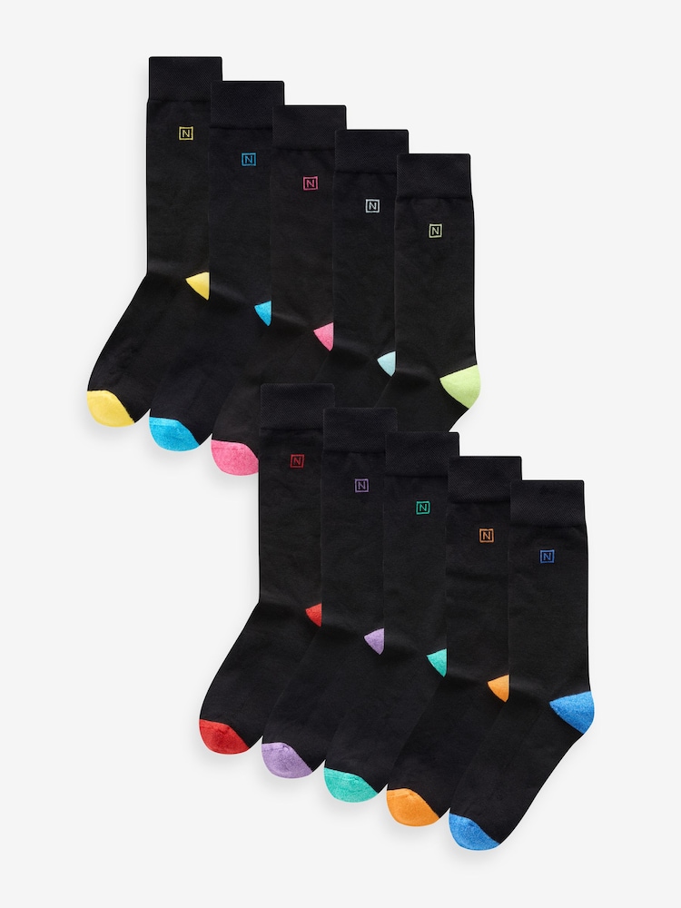 Bright Heel 10 Pack Cushioned Sole Comfort Socks - Image 1 of 15