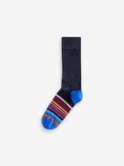 Navy Blue Striped Signature Bamboo Socks 4 Pack - Image 2 of 6
