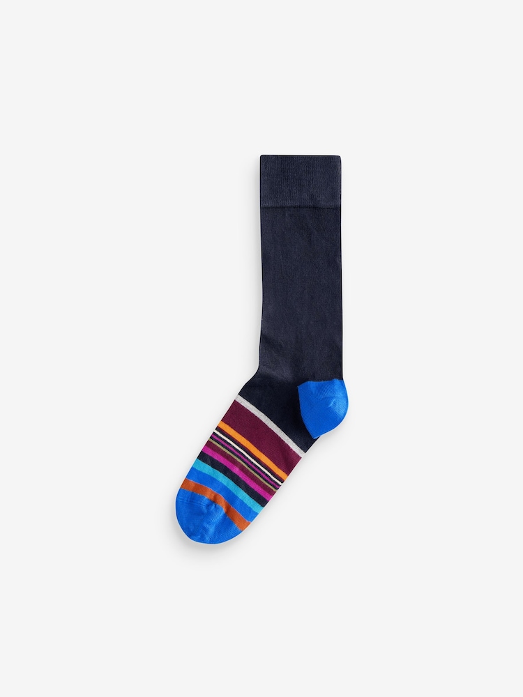 Navy Blue Striped Signature Bamboo Socks 4 Pack - Image 2 of 6