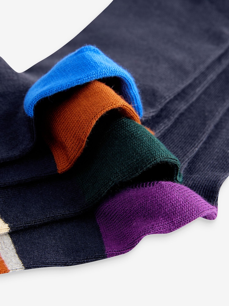 Navy Blue Striped Signature Bamboo Socks 4 Pack - Image 6 of 6