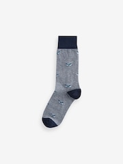 Blue Animal Stripe Striped Pattern Socks 5 Pack - Image 5 of 8