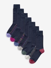 Granatowy w geometryczne paski - Męskie skarpetki z wysoką zawartością bawełny, w kolorze czarnym - Obraz 1 z 9