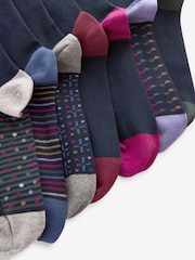 Granatowy w geometryczne paski - Męskie skarpetki z wysoką zawartością bawełny, w kolorze czarnym - Obraz 2 z 9