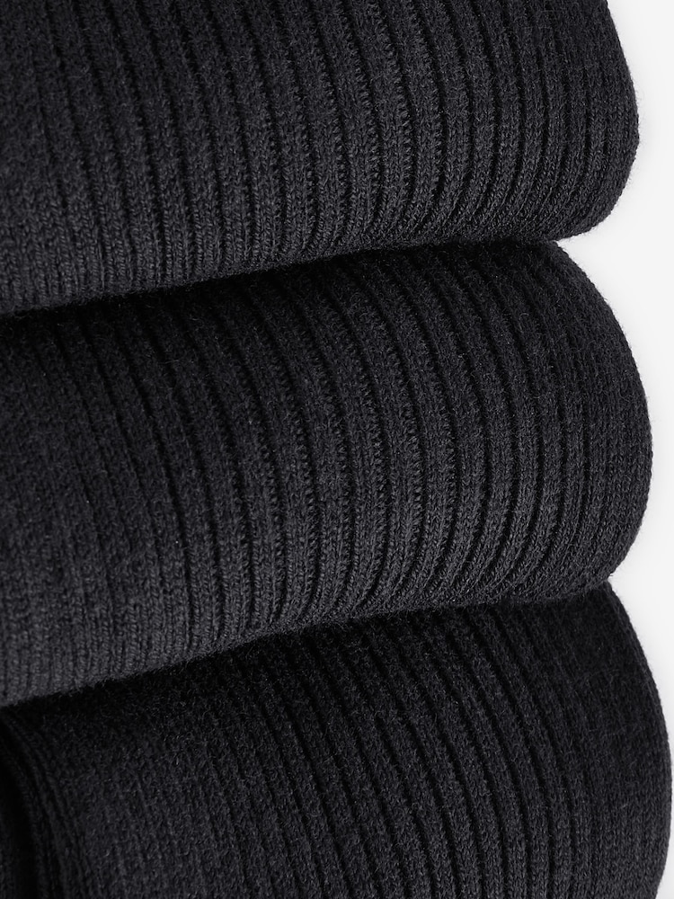Black Ribbed Socks 5 Pack - Image 3 of 3