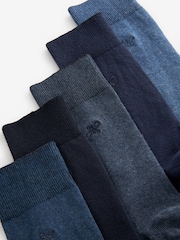Navy Blue Marl 5 Pack Embroidered Lasting Fresh Socks - Image 6 of 6