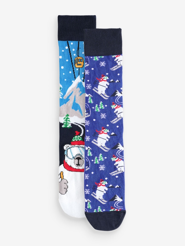 Blauschwarz - Socken mit Weihnachtsmotiv im 2er-Pack - Bild 2 von 4 Blauschwarz - Socken mit Weihnachtsmotiv im 2er-Pack - Bild 2 von 4