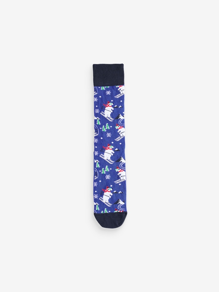 Blue/Black Christmas Pattern Socks 2 Pack - Image 4 of 4