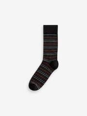 Black Colour Pop Stripe Pattern Modal Signature Socks 4 Pack - Image 2 of 4