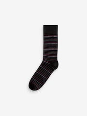 Black Colour Pop Stripe Pattern Modal Signature Socks 4 Pack - Image 4 of 4