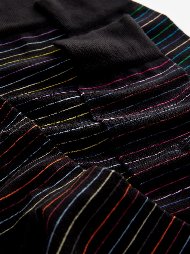 Black Colour Pop Stripe Pattern Modal Signature Socks 4 Pack - Image 4 of 4