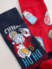 Red/Black Christmas Pattern Socks 2 Pack - Image 1 of 5