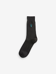 Black 8 Pack Multi Stag Lasting Fresh Embroidered Socks - Image 4 of 10