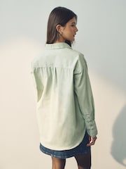 Sage Green Washed Oversized Shirt - Image 2 of 7