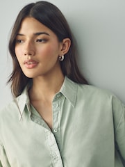 Sage Green Washed Oversized Shirt - Image 3 of 7