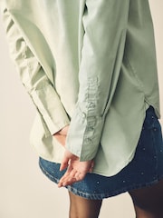 Sage Green Washed Oversized Shirt - Image 4 of 7