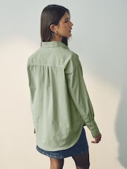 Khaki Green Washed Oversized Shirt - Image 2 of 6