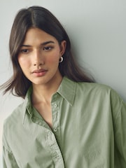 Khaki Green Washed Oversized Shirt - Image 3 of 6