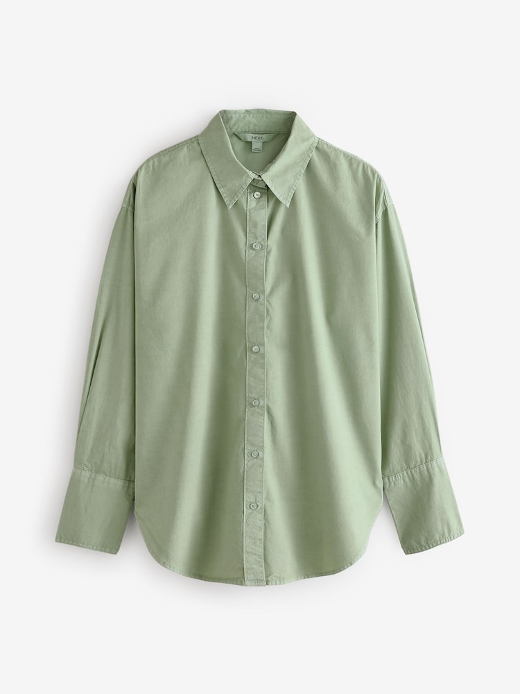 Khaki Green Washed Oversized Shirt - Image 4 of 6