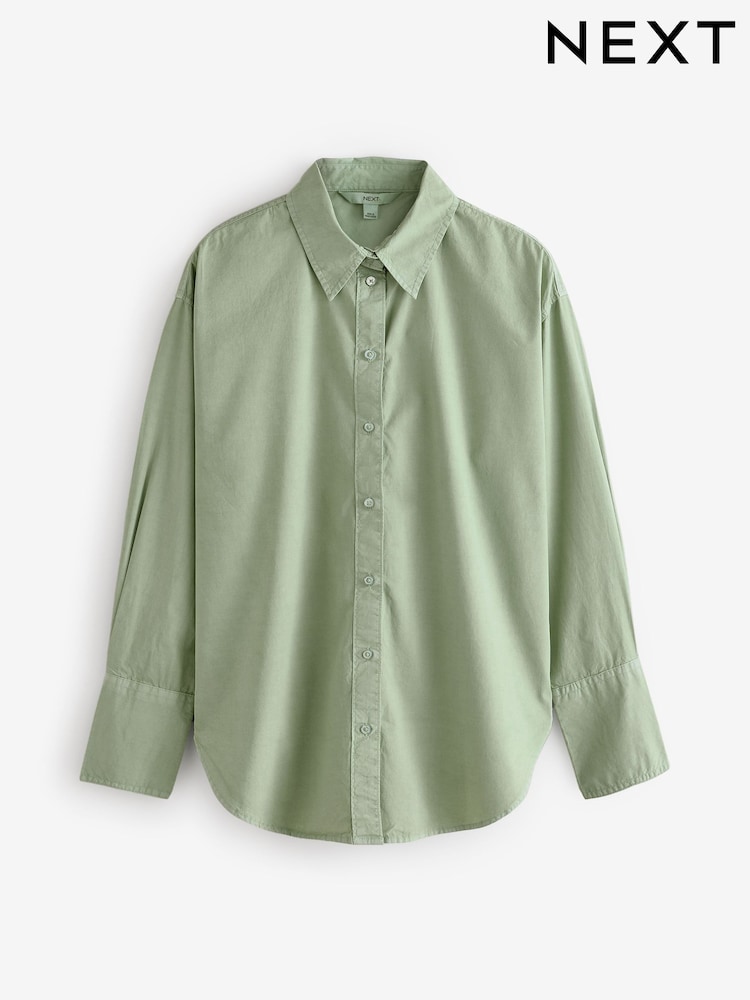 Khaki Green Washed Oversized Shirt - Image 7 of 7