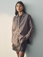 Mink Brown Washed Oversized Shirt - Image 1 of 8
