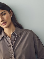 Mink Brown Washed Oversized Shirt - Image 5 of 8