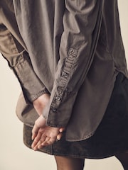 Mink Brown Washed Oversized Shirt - Image 6 of 8