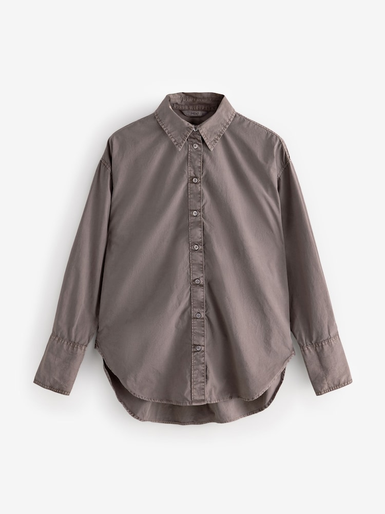 Mink Brown Washed Oversized Shirt - Image 7 of 8