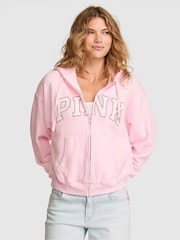 Victoria's Secret PINK Coconut Pink Fleece Zip Up Hoodie - Image 1 of 2