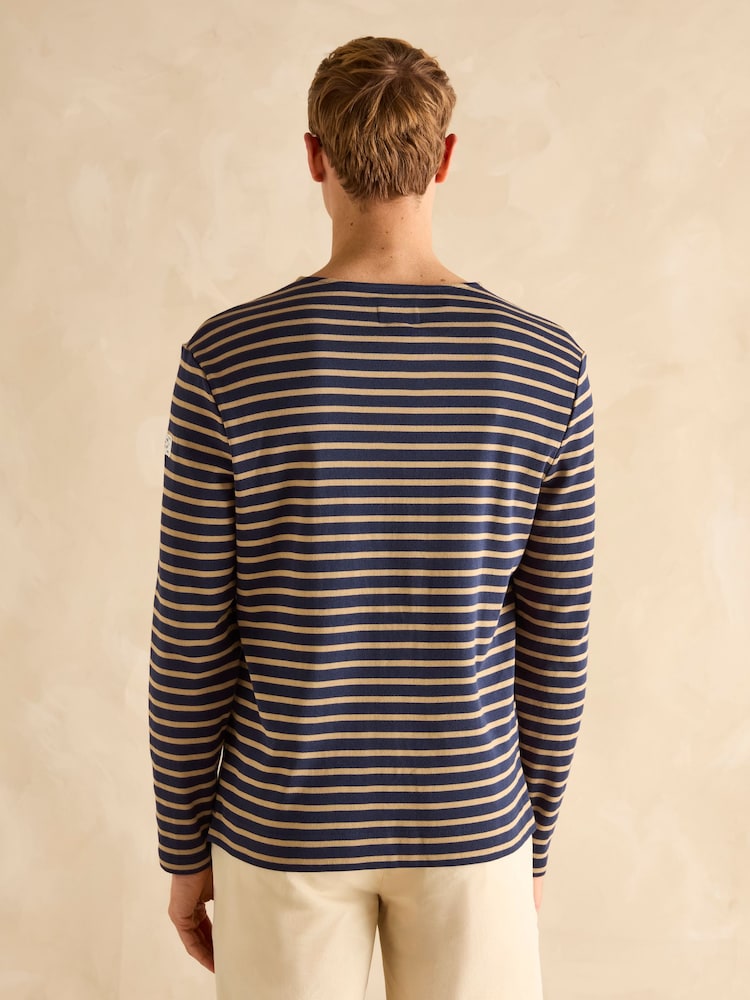 Navy Blue & Brown - Joules Breton Striped Top - صورة 2 من 6
